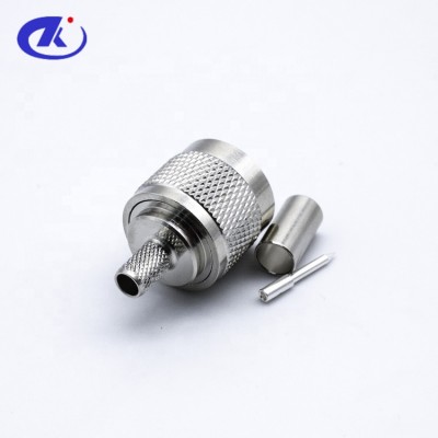 RF Coaxial N male straight connector for LMR240 cable pin crimp ferrule type